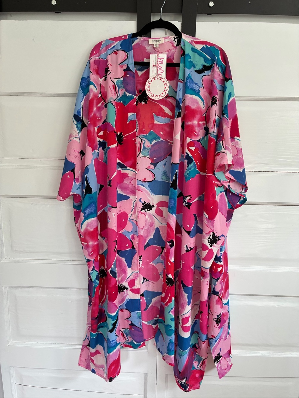 Umgee Pink Floral Open-Front Kimono